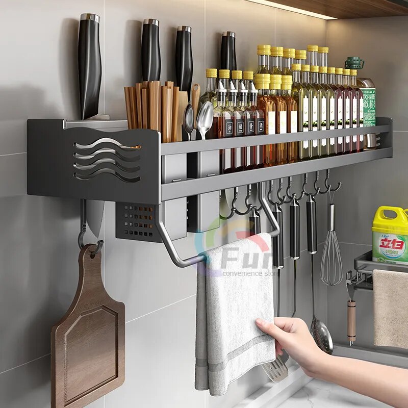 Kitchen Space Saver: Wall-Mounted Spice & Utensil Rack - The Best Commerce
