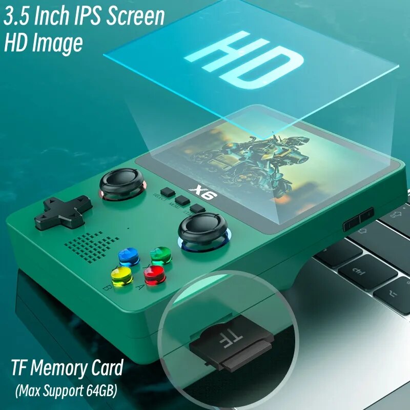 Pre-installed 10000 Free Games Mini Portable Game Console 3.5 Inch IPS Screen 32GB Handheld Game Player Support 11 simulators - The Best Commerce