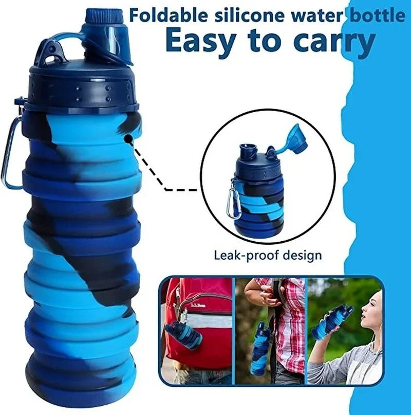 500ML Portable Retractable Silicone Bottle Folding Water