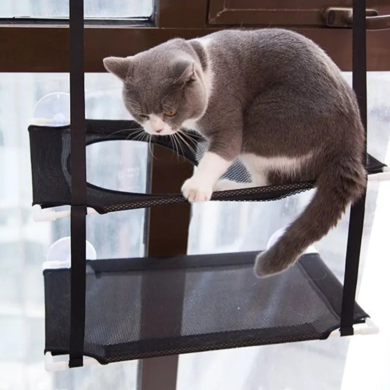 Cat Hammock Window Bed Kitten Sunny Seat Hanging Mount Beds Cat Sofa playing double-decker tunnels Suction Cup Wall Pet Hanging - The Best Commerce