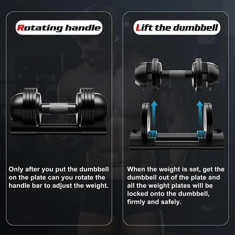 Adjustable Dumbbell, Single Dumbbell Set with Tray for Workout Strength Training Fitness, Adjustable Weight Dial Dumbbell - The Best Commerce