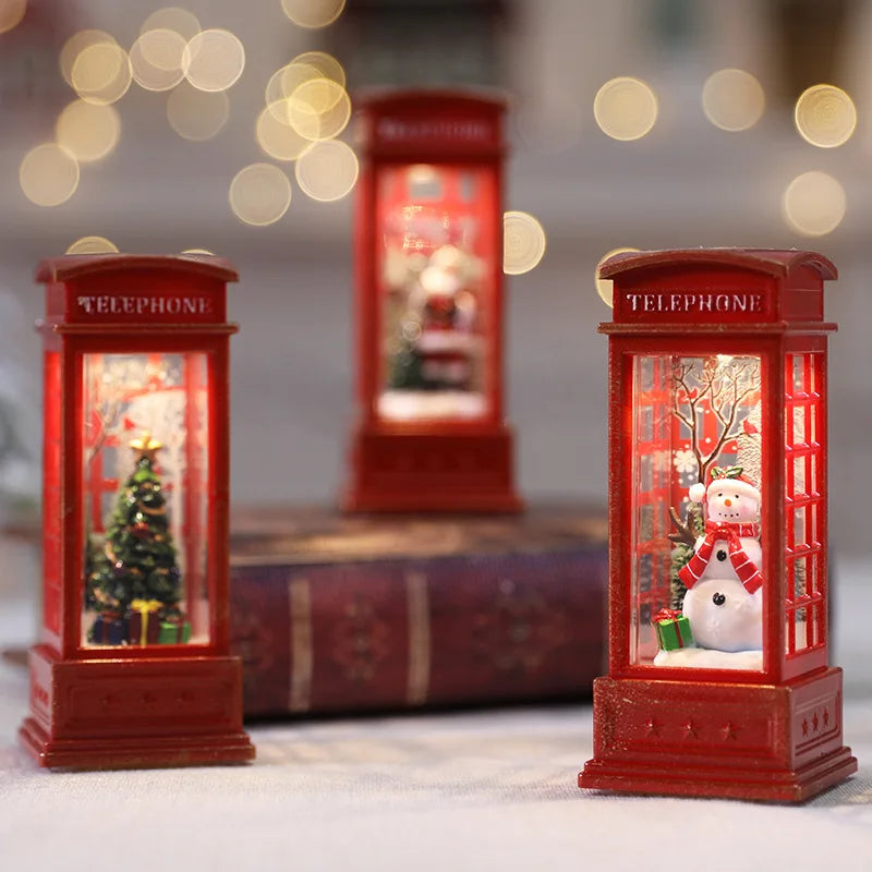 1pc Christmas Phone Booth Santa Claus Small Oil Lamps, Christmas Decorations Shopping Mall, Window Display Light - The Best Commerce