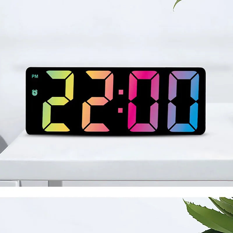 Acrylic Digital Alarm Clock Voice Control Colorful Font Night Mode Table Clock Snooze 12/24H Electronic LED Clocks - The Best Commerce