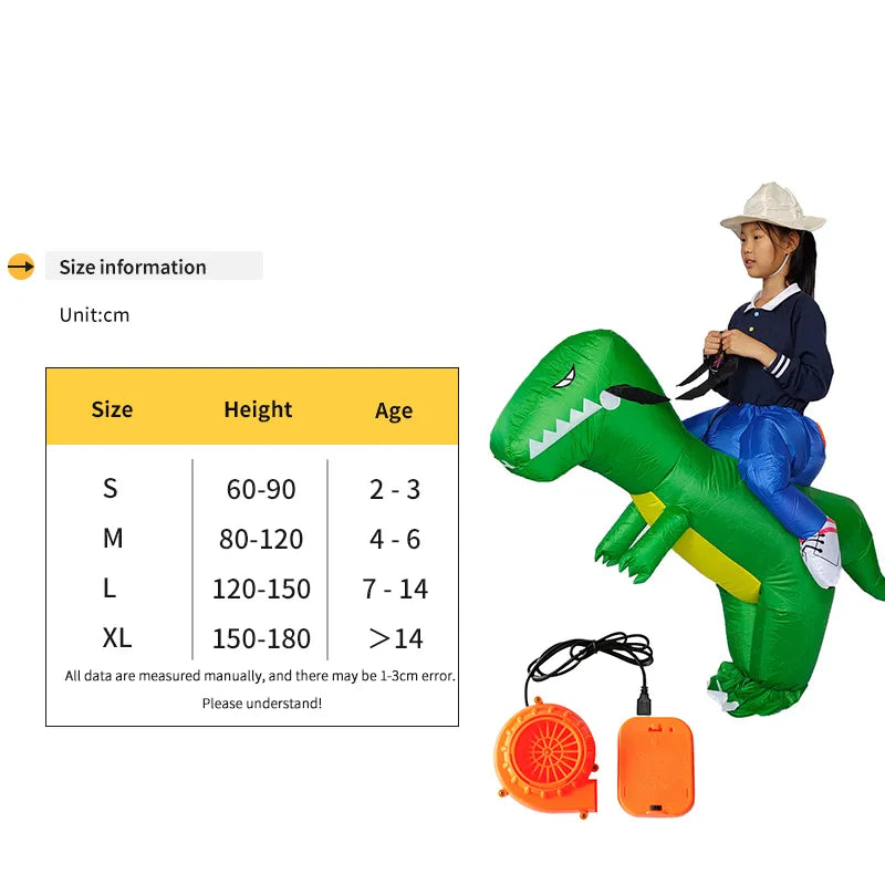 Child Adult Unisex Boy Girl Inflatable Green Dinosaur Cosplay Costume Kids Kindergarden Performance Halloween Carnival Party - The Best Commerce