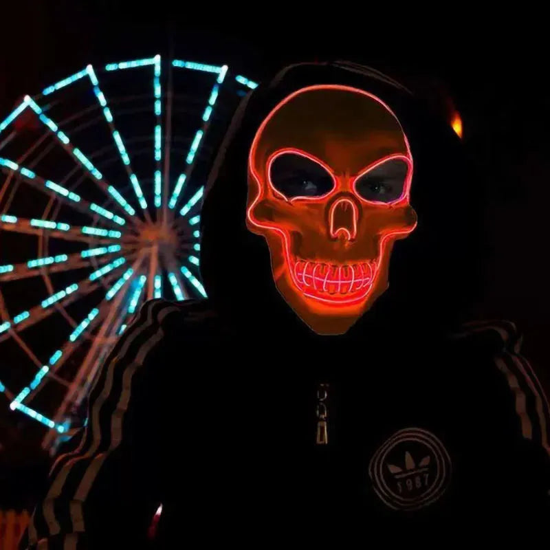 Halloween Horror Skull Mask LED Cold Light Mask LED Halloween Mask Cosplay Mask Halloween Party Decoration Luminous Skull Masks - The Best Commerce