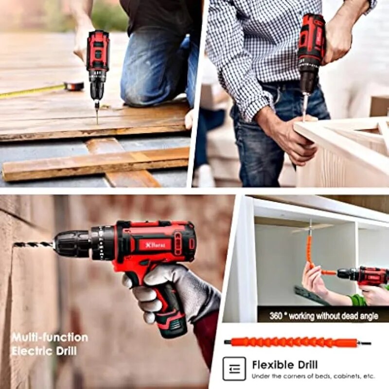 Tool set with 18v cordless drill (2 battery), 126 pieces professional home tool combo Kit. Cordless power Drill and Toolbox set - The Best Commerce