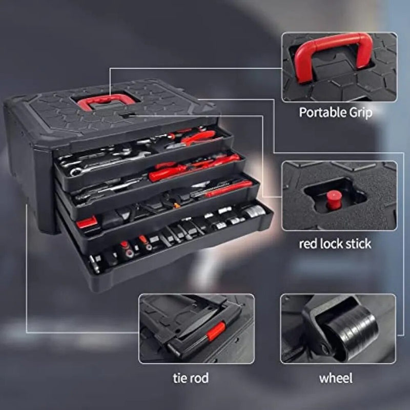 Rolling Master Tool Set: 188-Piece Toolbox Kit - The Best Commerce