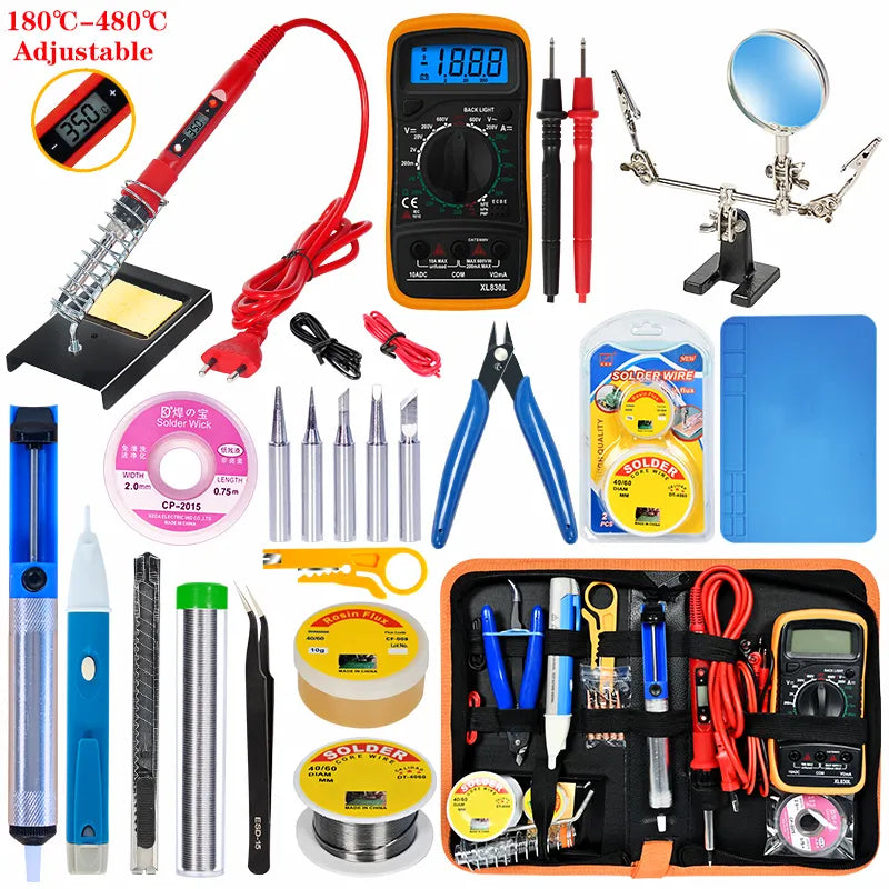 Soldering iron kit 110V 220V 80W adjustable temperature Soldering Iron kit With ESD Heat Insulation Working Mat Welding Tool Kit - The Best Commerce