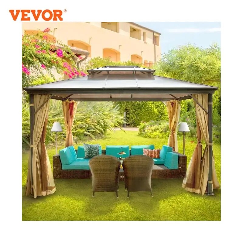 VEVOR Camping Tent Gazebo Canopy 10x10/10x12Ft Hardtop Outdoor Party Net Patio Shade Awning Shelter Picnic Backyard Lawn Wedding - The Best Commerce