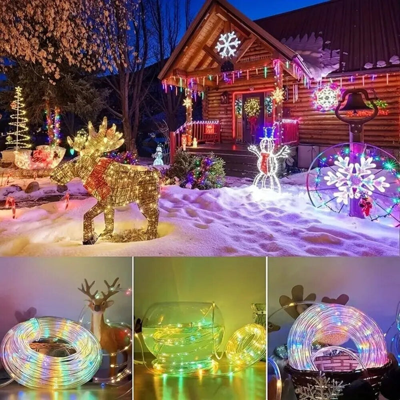 Outdoor Solar Tube Rope Led Light Garden Christmas Decoration 22m/12m Xmas Wedding Garland WaterProof String Light Fairy Strip - The Best Commerce