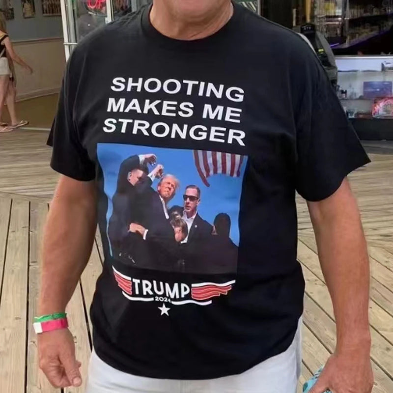 President 2024 Donald Trump Shooting Makes Me Stronger T-shirt Sport 100% Cotton Print Tee For Men Women Graphic Tops T Shirts