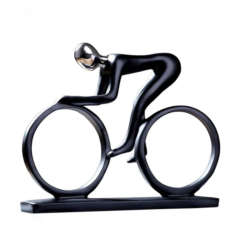 Modern Abstract Resin Bicycler Cyclist Statue Bicycle Rider Statue Bike Racer Rider Figurine Office Living Room Decor - The Best Commerce