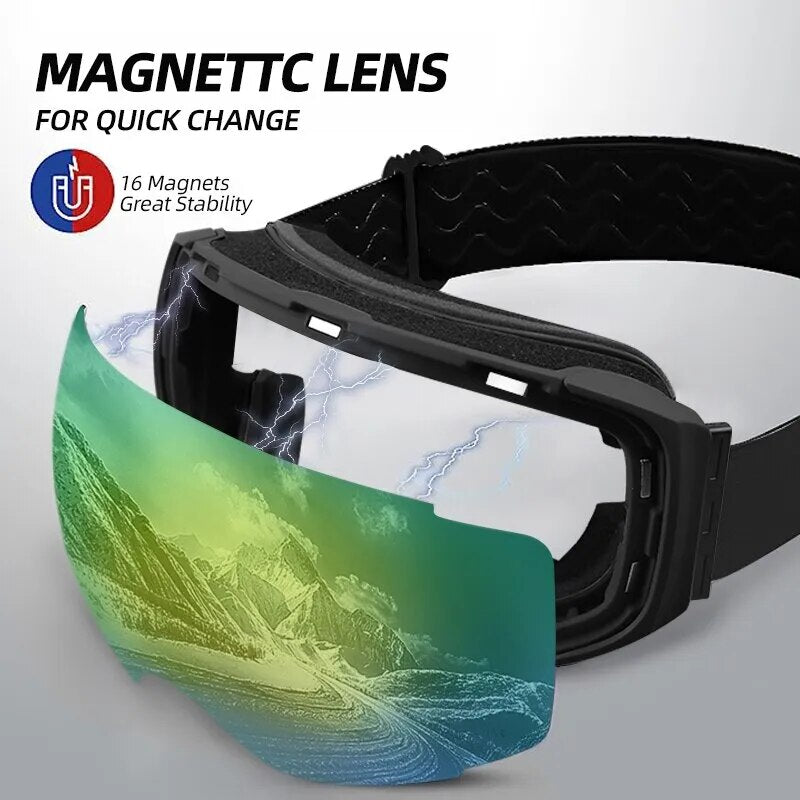 X-TIGER Ski Goggles Magnetic Replacement Lens Winter Glass Double Layer UV400 Anti-Fog Snowboard Goggles UV Protective Ski Mask - The Best Commerce