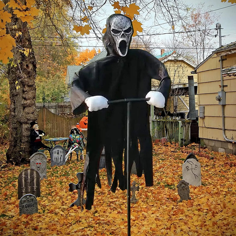 Garden Ghostface Scarecrow Halloween Decor Outside Hanging Scary Ghost Scarecrow Decorations Creative Courtyard Bird Repeller - The Best Commerce