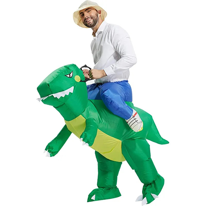 Child Adult Unisex Boy Girl Inflatable Green Dinosaur Cosplay Costume Kids Kindergarden Performance Halloween Carnival Party - The Best Commerce