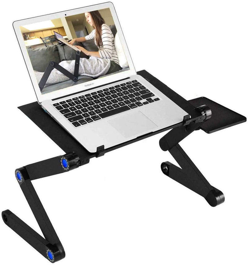 Adjustable Laptop Stand, RAINBEAN Laptop Desk with 2 CPU Cooling USB Fans for Bed Aluminum Lap Workstation Desk with Mouse Pad, Foldable Cook Book Stand Notebook Holder Sofa,Amazon Banned - The Best Commerce