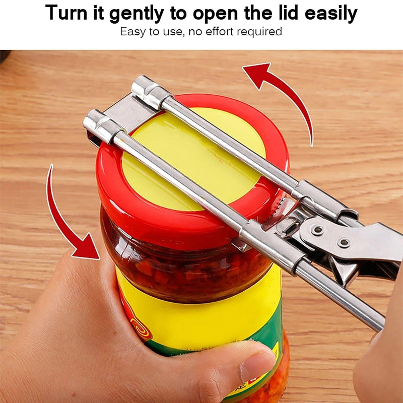 Adjustable Multi-Function Bottle Cap Opener Stainless Steel Lids Off Jar Opener Labor-Saving Screw Can Opener For Kitchen Tools - The Best Commerce
