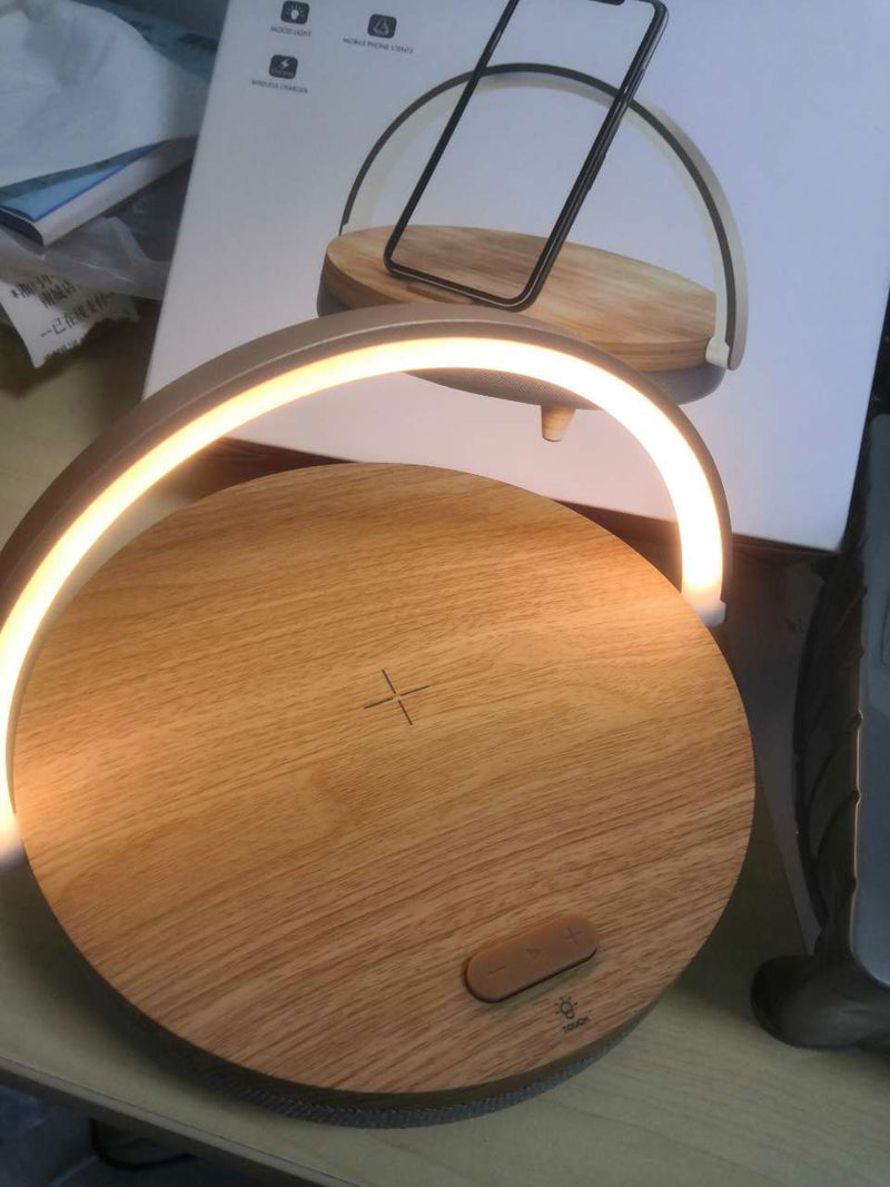 Wood Wireless Chargers LED LAMP Bluetooth Speaker - The Best Commerce